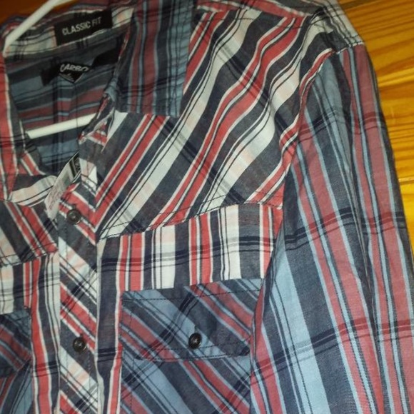 NWT men CARBON button front, white/blue/orange - Picture 3 of 3